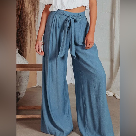 Casual Style High Waisted Wide Leg Pants - Picture 8 of 10